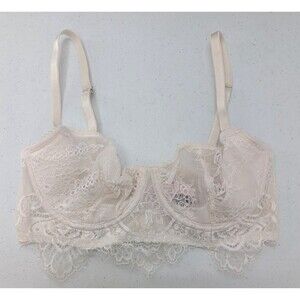 Victoria's Secret Bra 32C Ivory Lace Push Up Without Padding Angels-READ